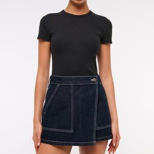 NWT - Abercrombie & Fitch - Mid Rise Denim Wrap Mini Skirt
